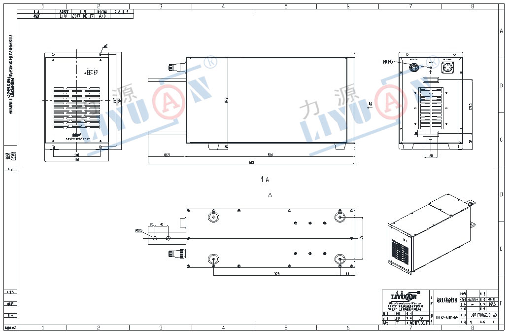 structure for 0~6V 0~600A Copper Plating Rectifier